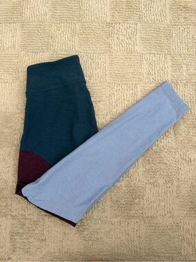 Outdoor Voices Colorblock Leggings - Teal, Light Blue & Maroon